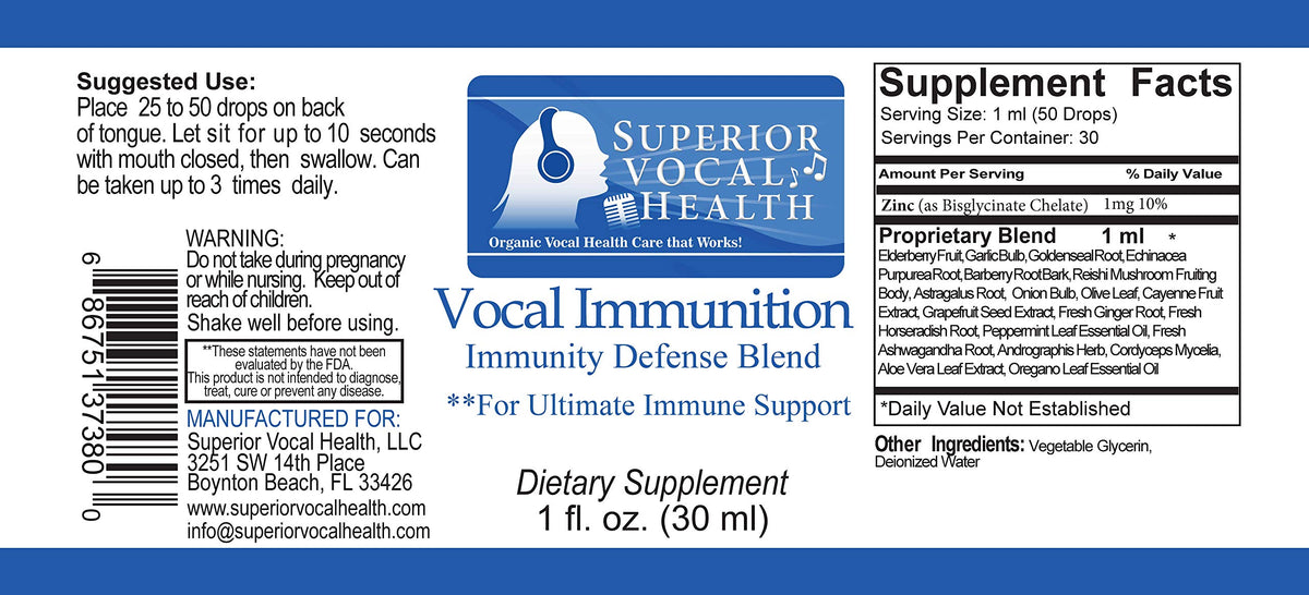 Superior Vocal Health Vocal Immunition Immune Formula - 1 Fl Oz - image 2