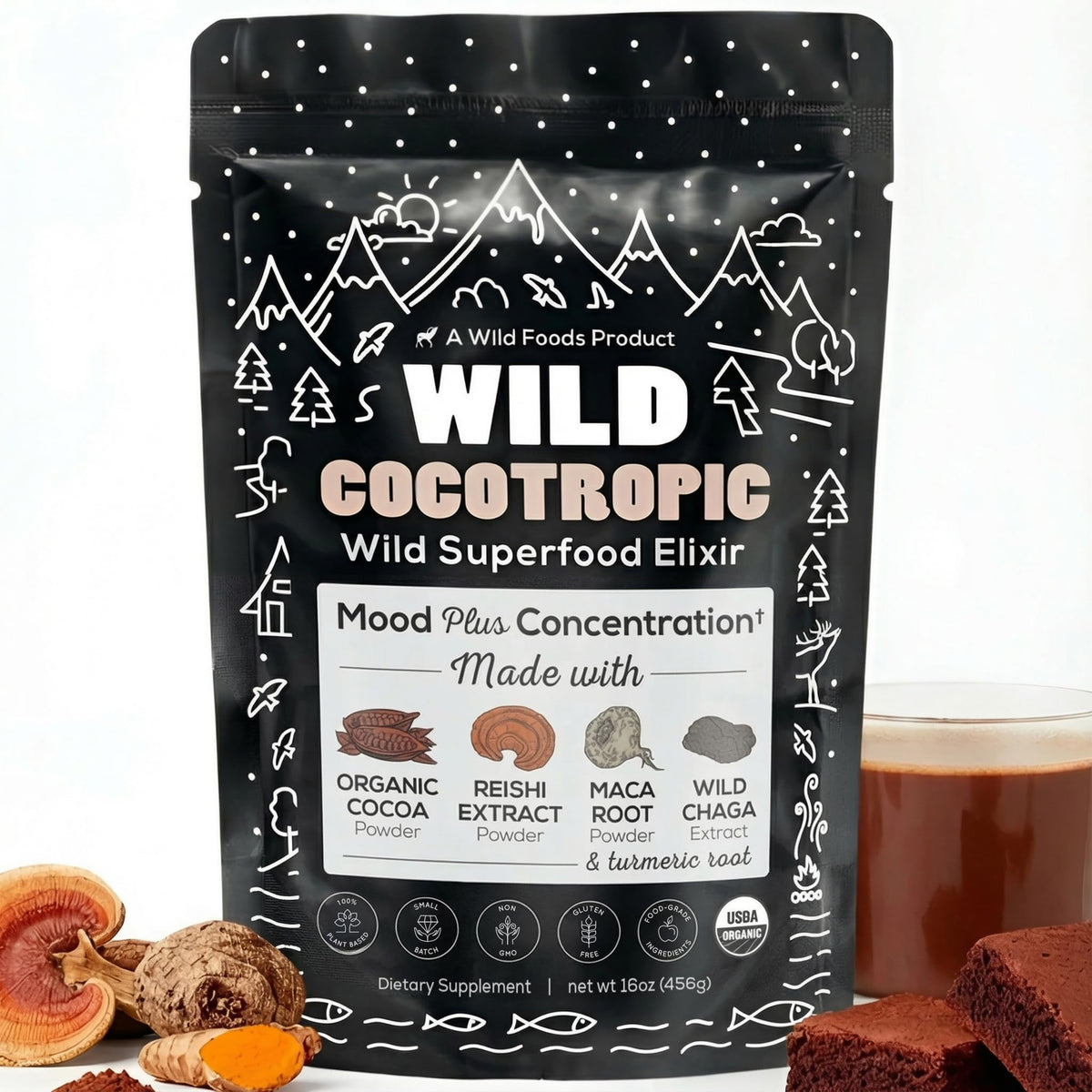 Wild Foods Organic Cocotropic Superfood Mushroom Hot Chocolate Mix