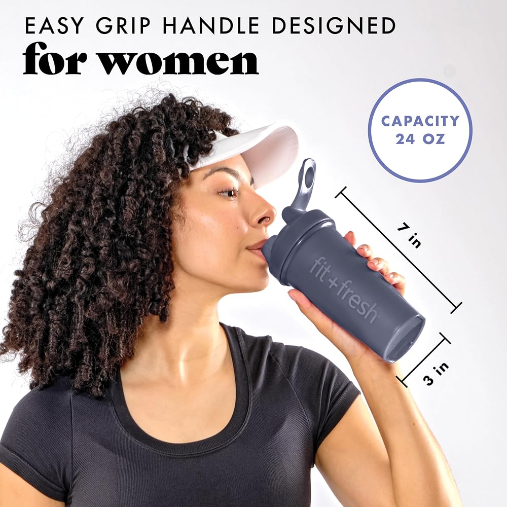 Fit & Fresh Shaker Bottle, Leak Proof Sports Blender Bottle