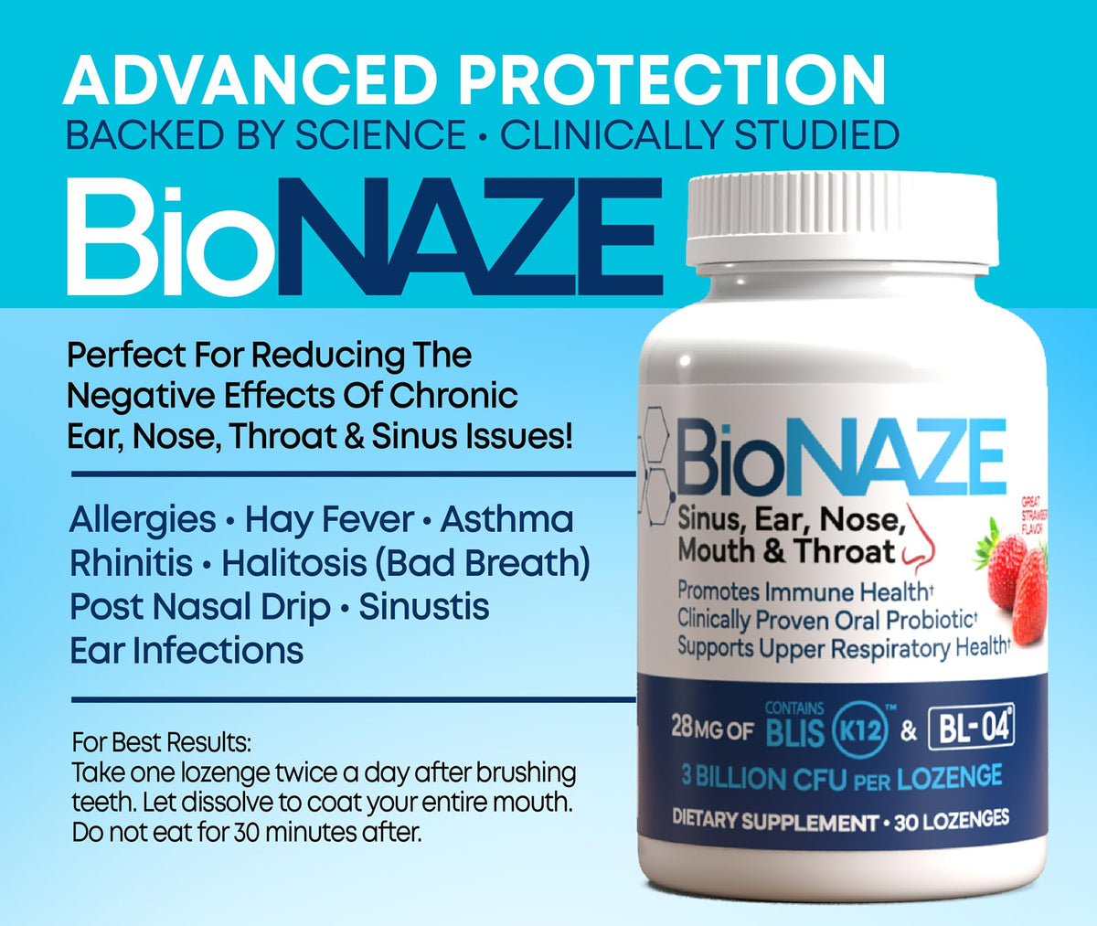 BioNaze Oral Probiotic BLIS K12 & BL-04 - 30 Lozenges - image 2