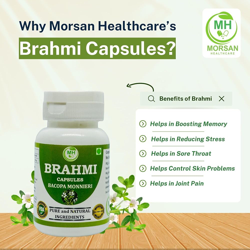 Morsan Healthcare Brahmi Bacopa Monnieri Extract 500mg - 120 Capsules - image 3