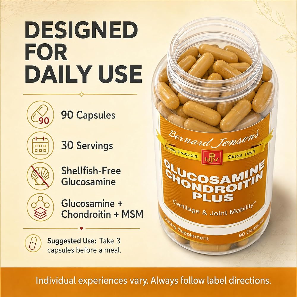 Bernard Jensen's Glucosamine Chondroitin MSM - 90 Capsules - image 9