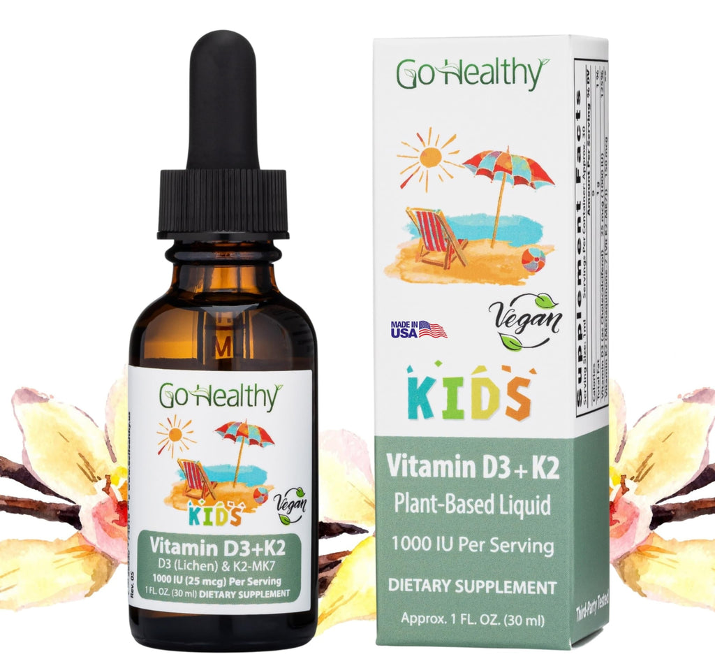 Go Healthy Natural Kids Vitamin D3 K2 Liquid Drops - 1 Fl Oz