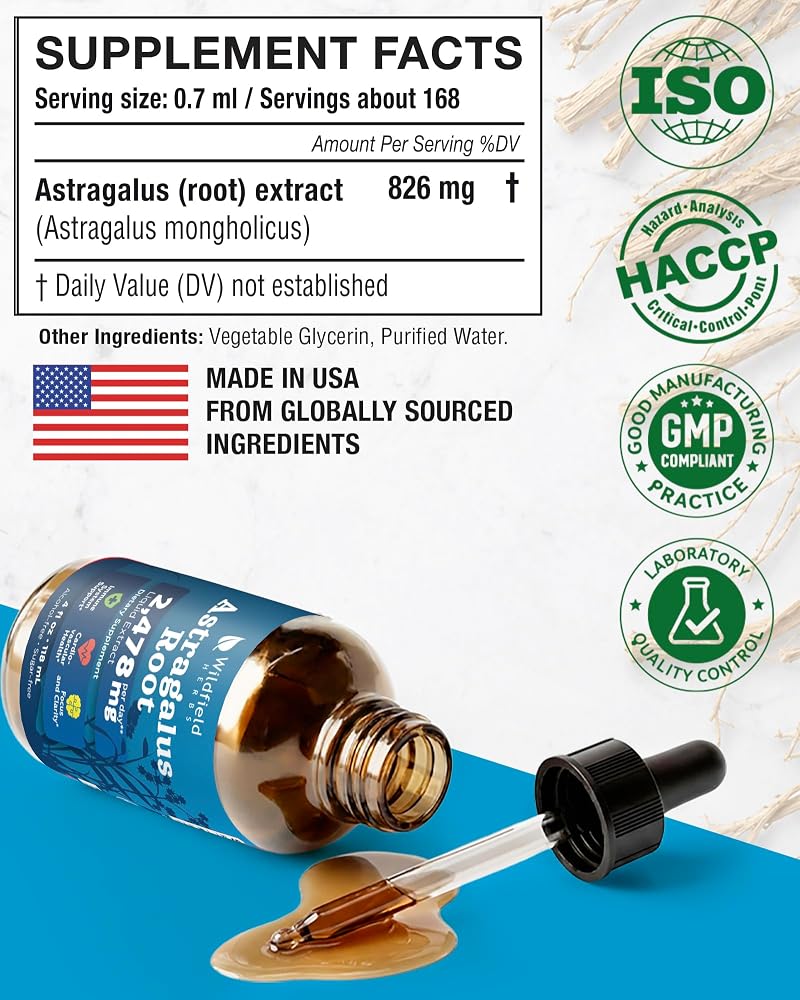 4 Oz Astragalus Root Extract Liquid Drops - Immune System & Natural Defense Support** | 2 Month Supply | - Made in USA - Astragalus Root Supplement - Alcohol & Sugar Free - image 3
