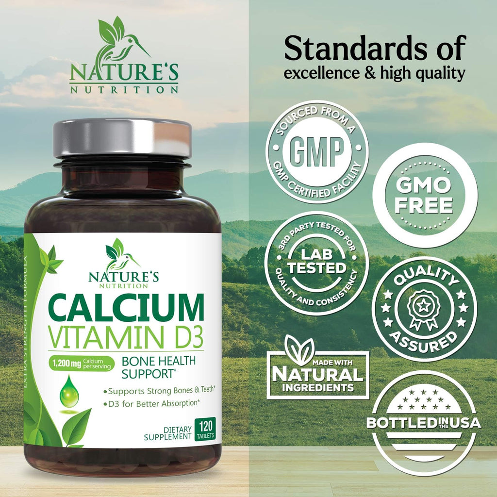 Nature's Nutrition Calcium 1200 mg with Vitamin D3 - Premium Bone