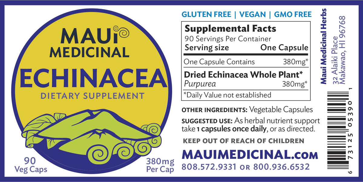 Maui Medicinal Herbs Echinacea Purpurea Root 380 mg - 90 Vegetarian Capsules - image 4