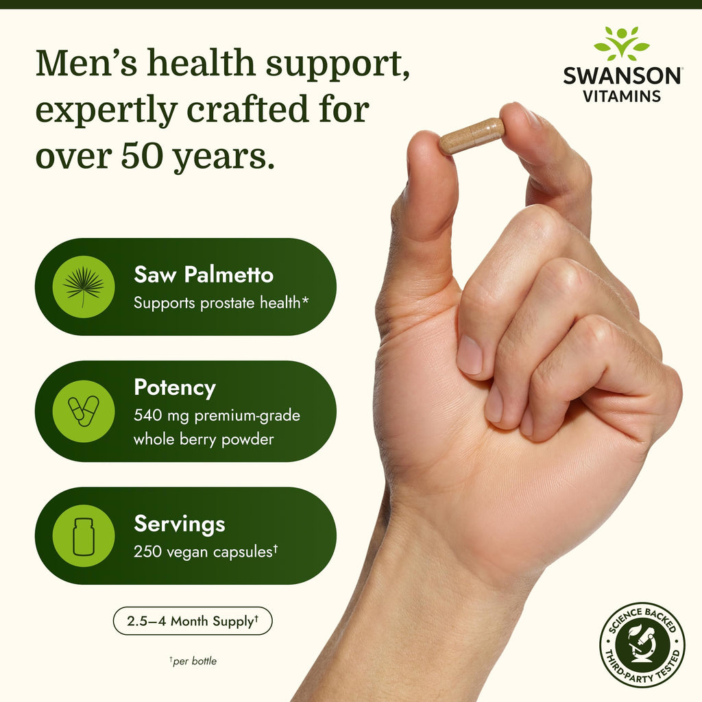 Swanson Saw Palmetto Full Spectrum 540 mg - 250 Capsules - image 3