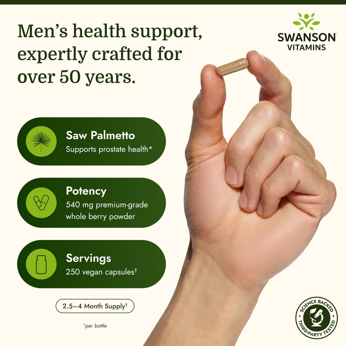 Swanson Saw Palmetto Full Spectrum 540 mg - 250 Capsules - image 3