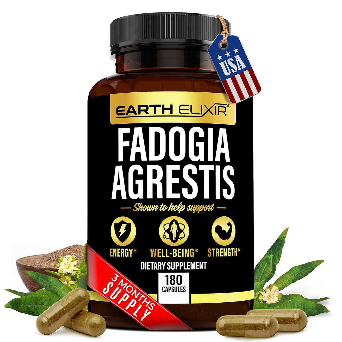 Earth Elixir Fadogia Agrestis 900mg - 180 Vegetarian Capsules