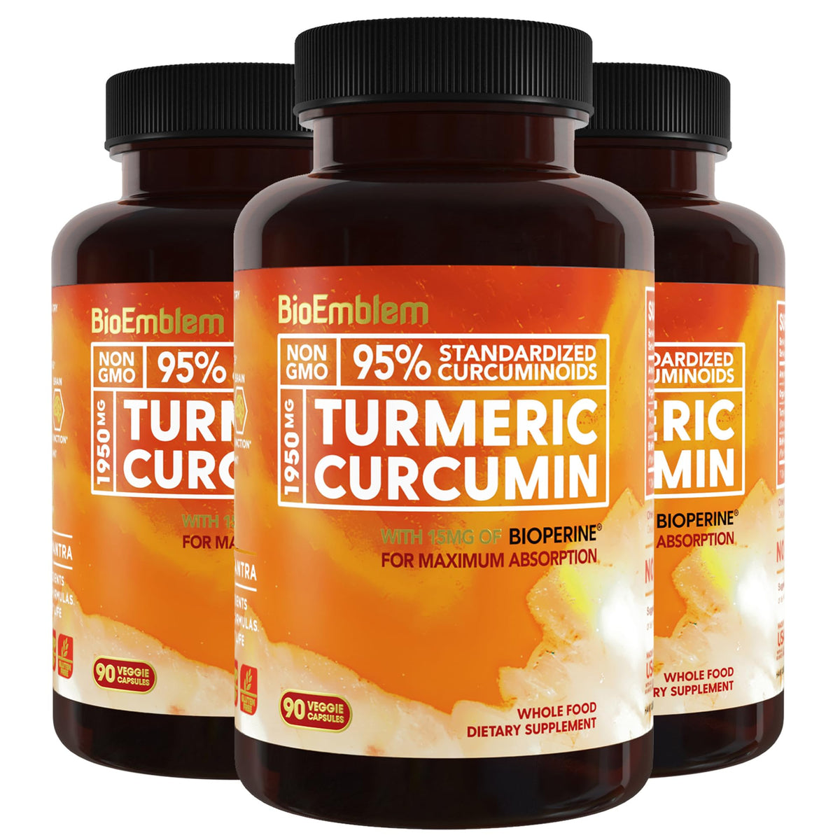 BioEmblem Turmeric Curcumin Supplement with BioPerine