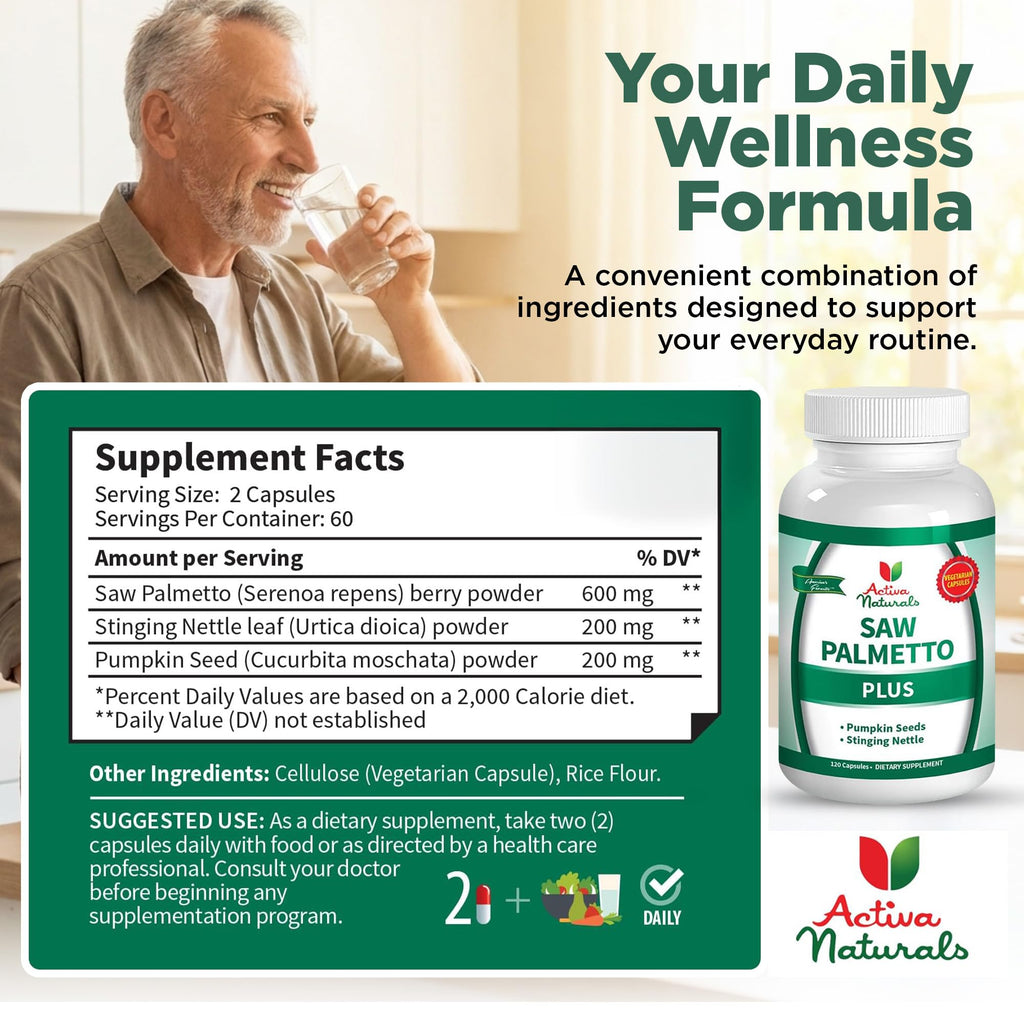 Activa Naturals Saw Palmetto DHT Blocker for Men - 120 Capsules - image 6