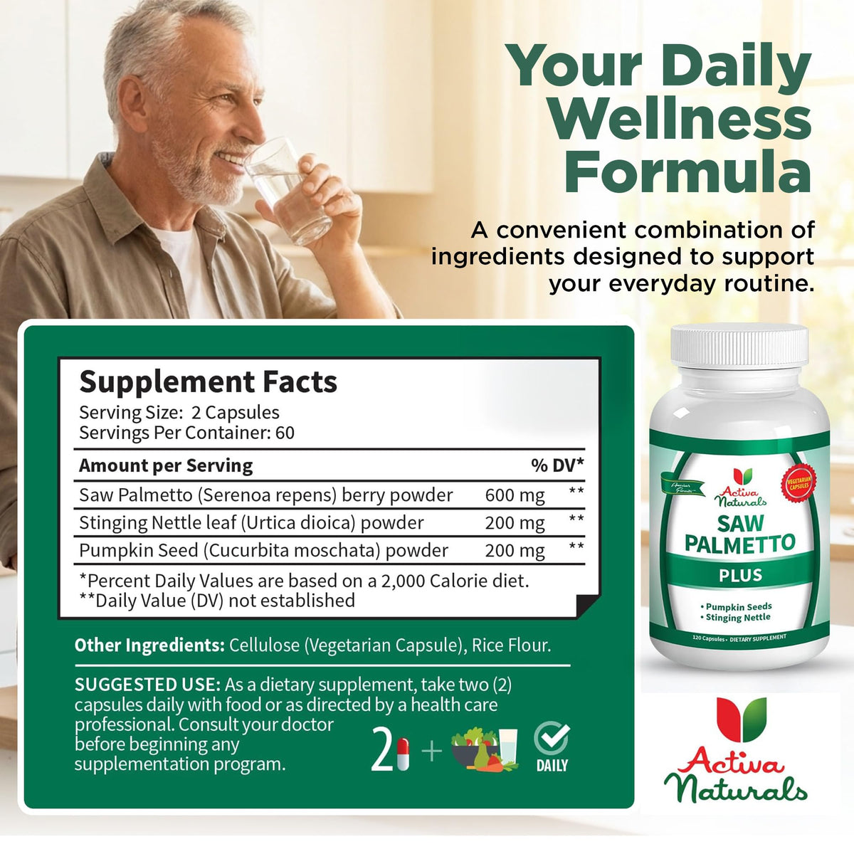 Activa Naturals Saw Palmetto DHT Blocker for Men - 120 Capsules - image 6