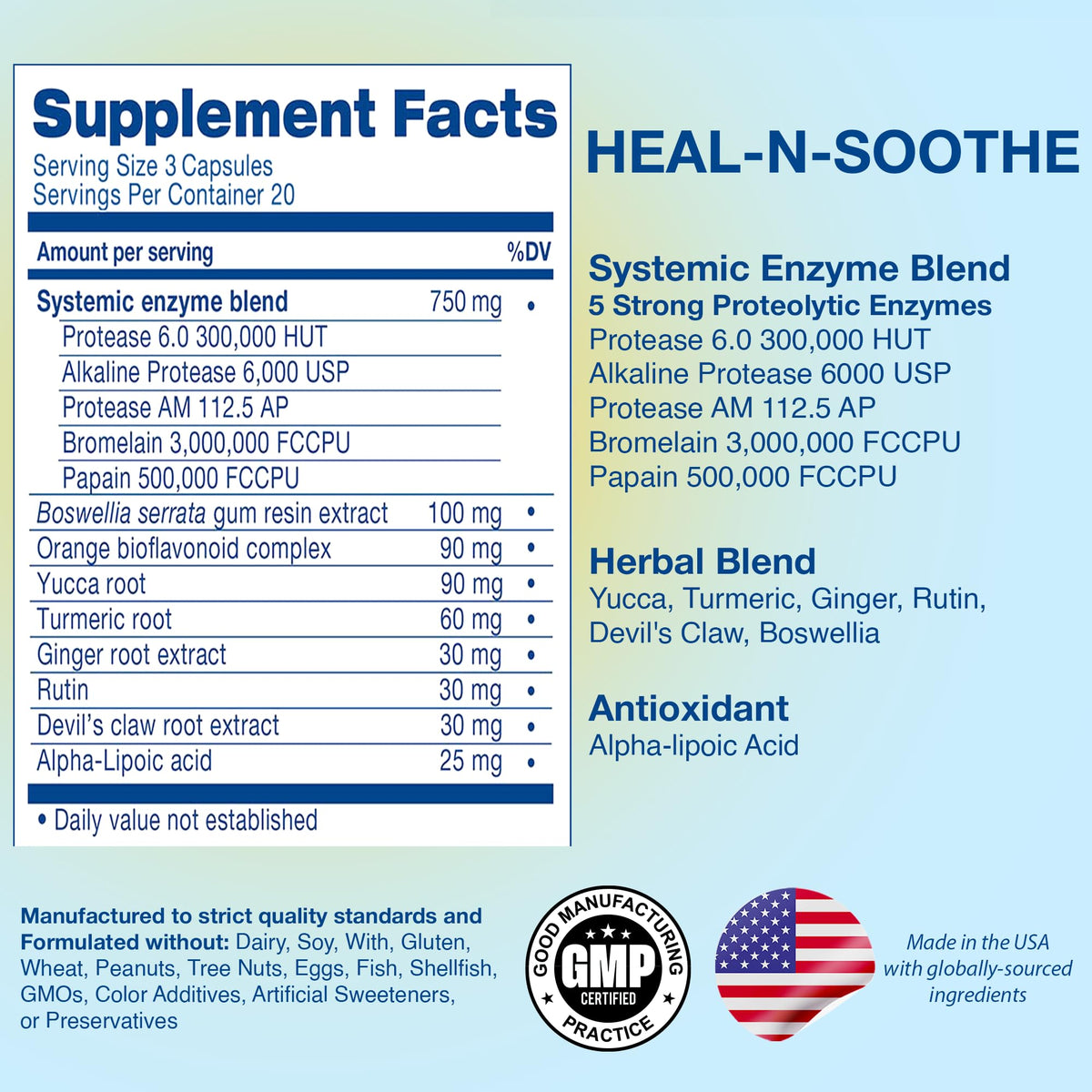 HEAL-N-SOOTHE Proteolytic Systemic Enzymes for Joints - 90 Capsules - image 7