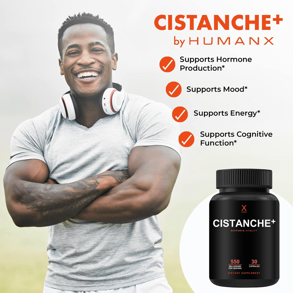HUMANX Cistanche+ 550MG Capsules for Athletic Performance - 30 Count - image 3