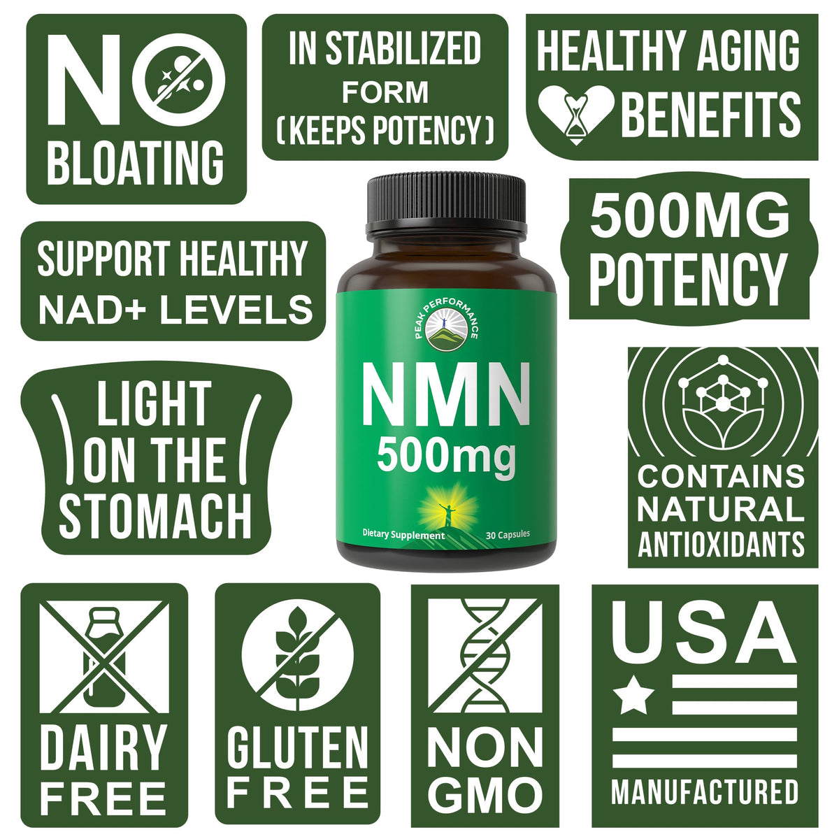 Peak Performance NMN Supplement 500mg - 30 Capsules - image 3