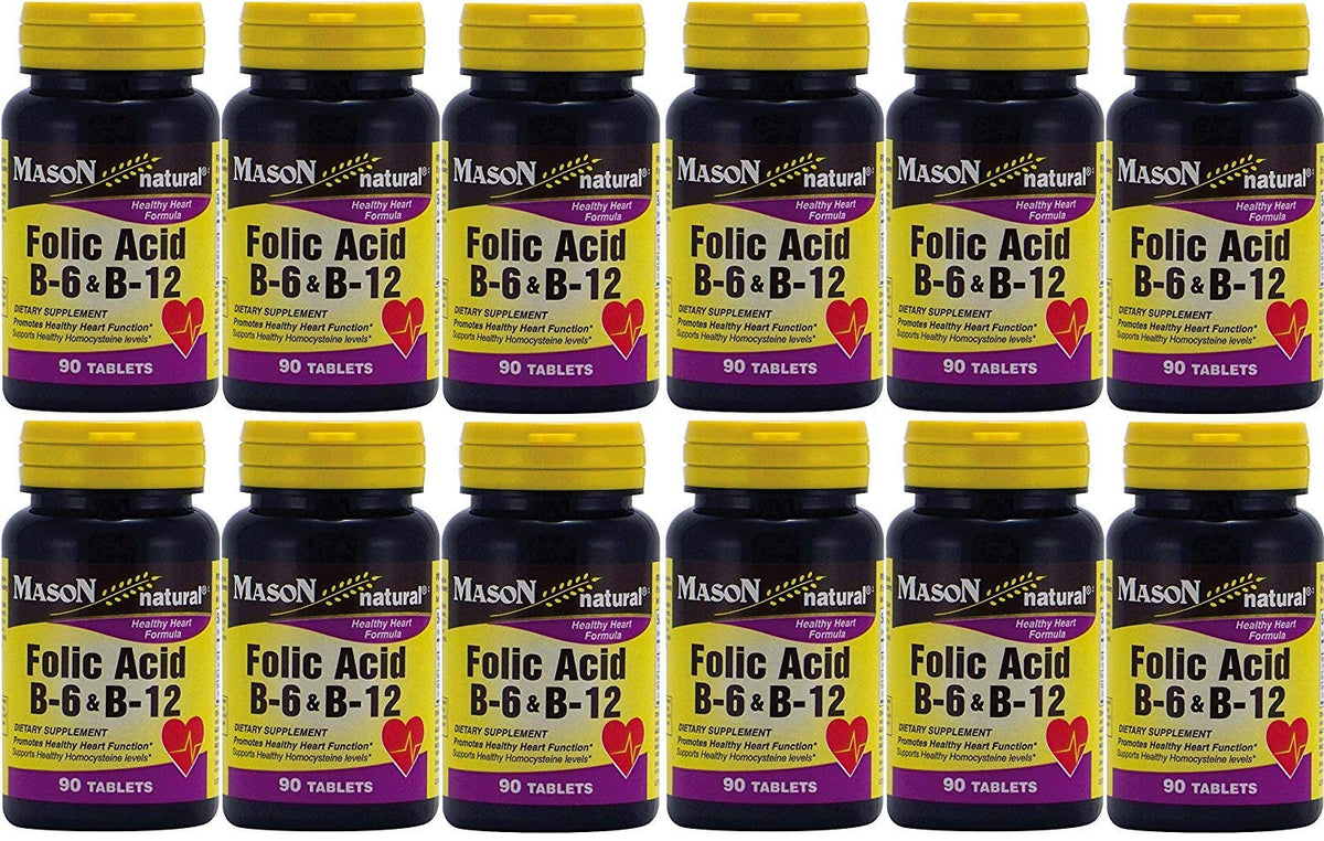 Mason Vitamin Folic Acid B6 & B12 Heart Health Formula - 1080 Tablets