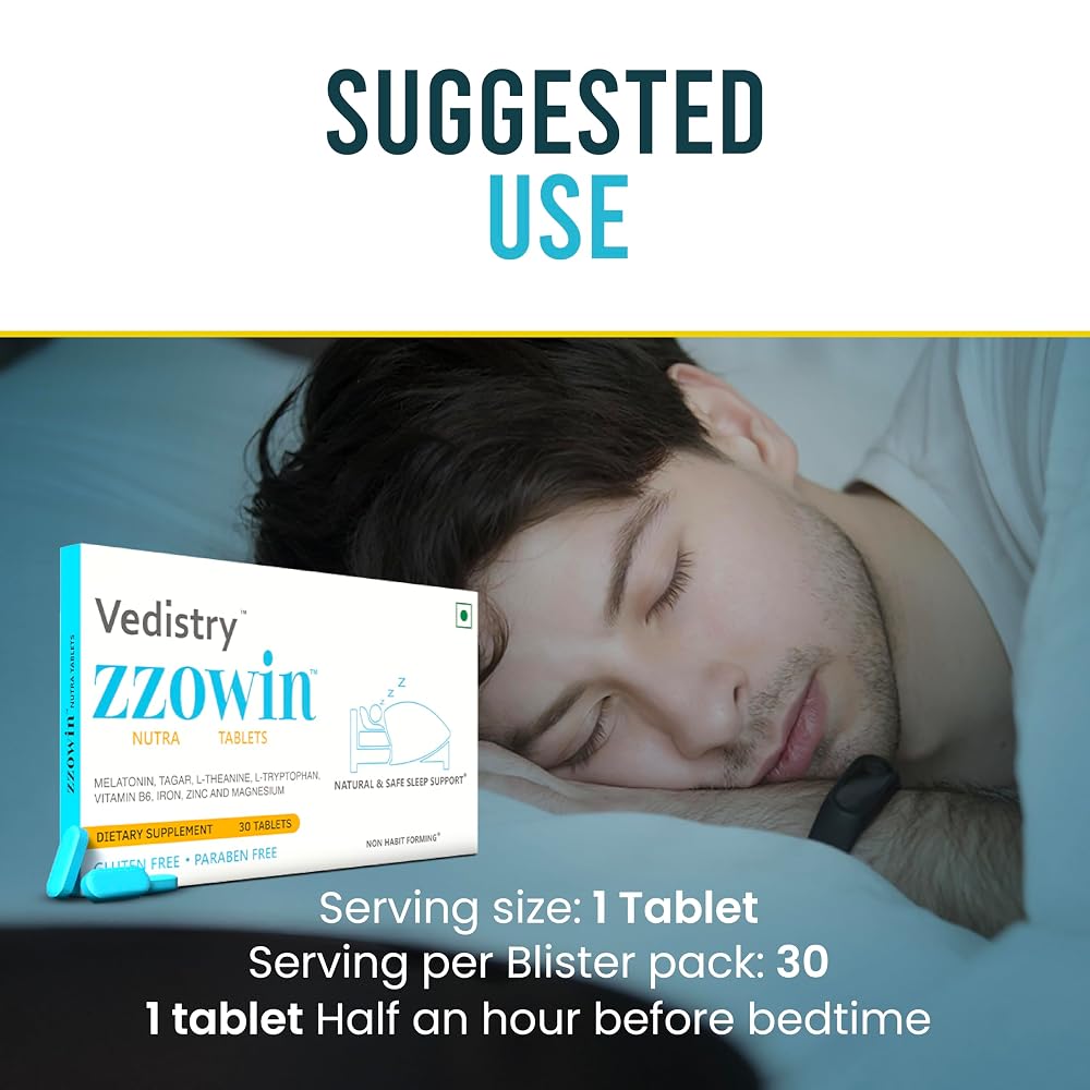 Vedistry Zzowin Sleep Support Supplement 5mg Melatonin - 30 Tablets - image 7