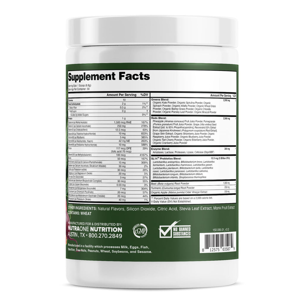 NutraOne Complete Superfoods Greens & Reds Powder - 30 Servings - image 2