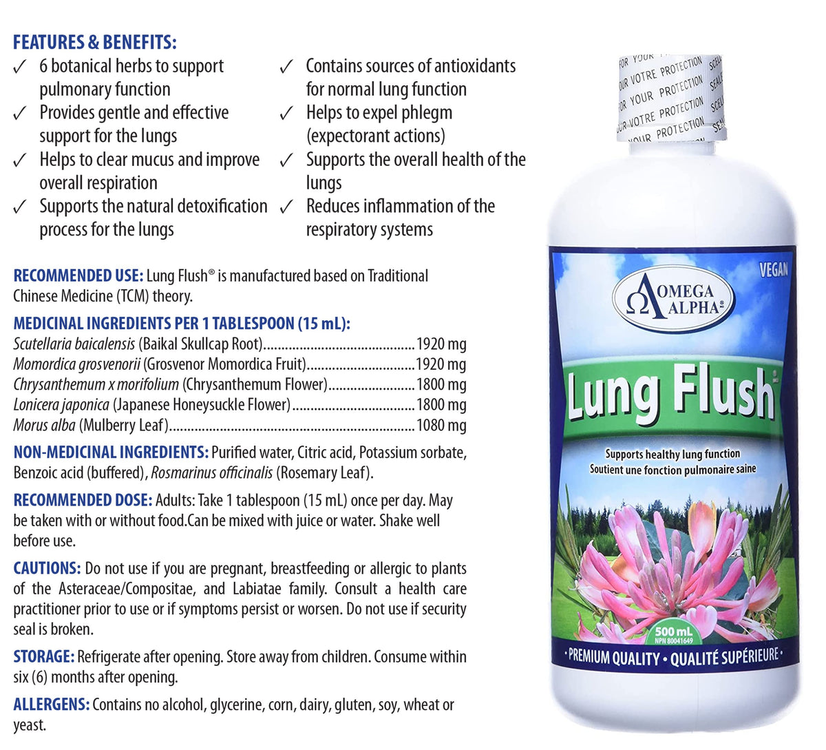 Omega Alpha Lung Flush Herbal Respiratory Support - 500ml - image 4