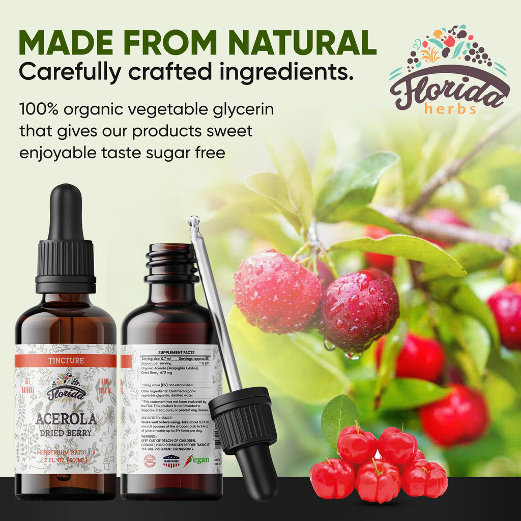 Florida Herbs Acerola Tincture Vitamin C Extract - 2 Fl Oz - image 2
