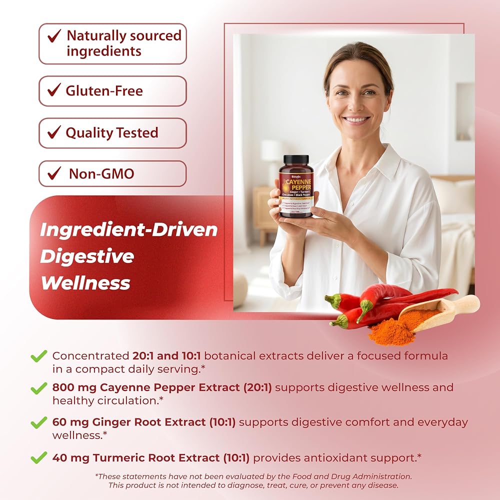 Sotalix Cayenne Pepper Complex 960 mg with Ginger & Turmeric - 150 Capsules - image 5