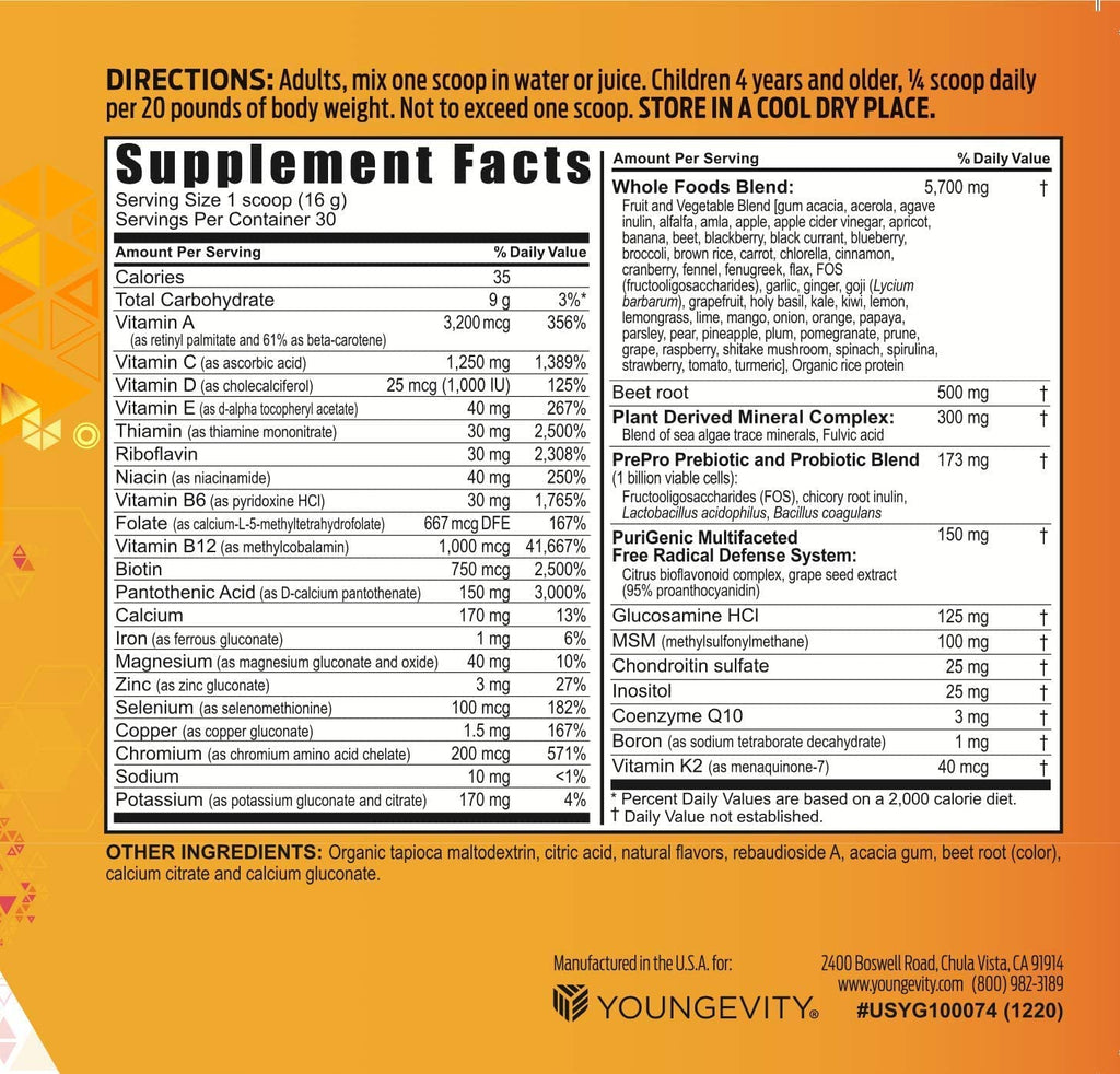 Youngevity Beyond Tangy Tangerine 2.5 Citrus Peach Fusion