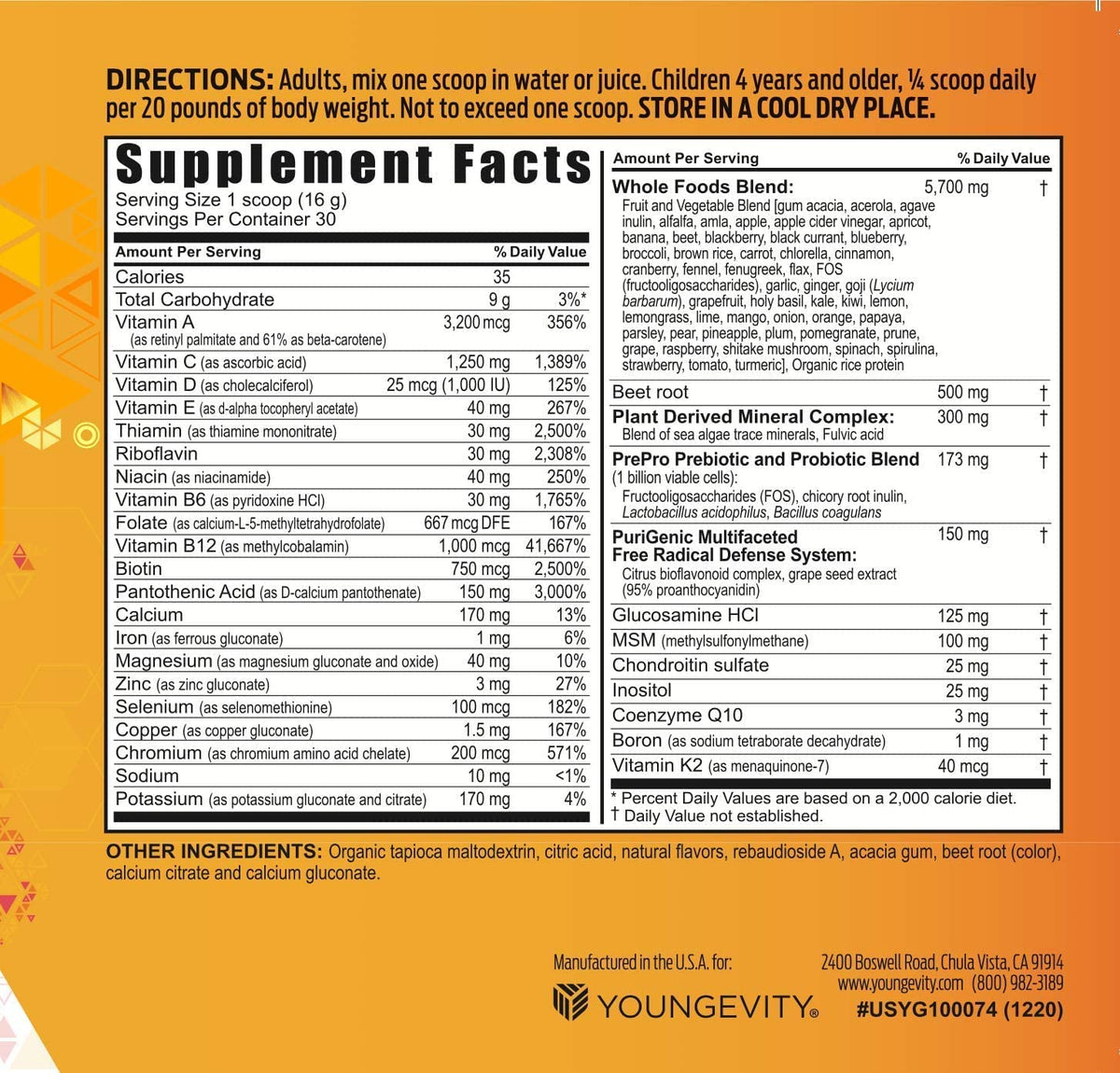 Youngevity Beyond Tangy Tangerine 2.5 Citrus Peach Fusion