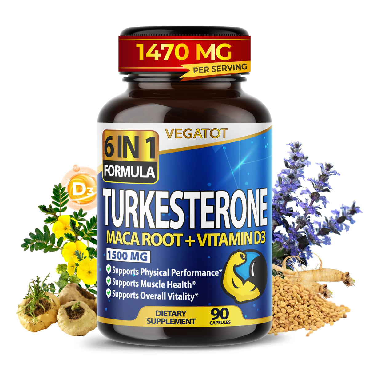 VEGATOT Turkesterone 1470 mg Performance Support - 90 Capsules