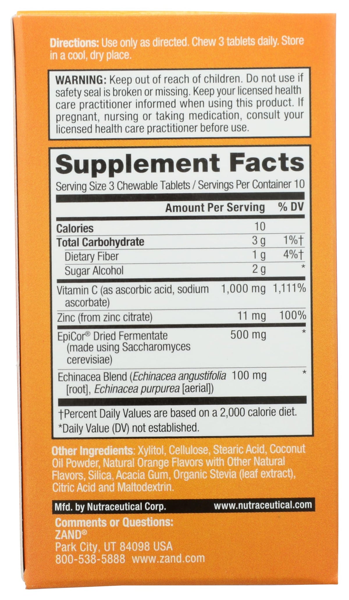 ZAND Immunity Immune Fast Zesty Orange Chewables - Immune Support
