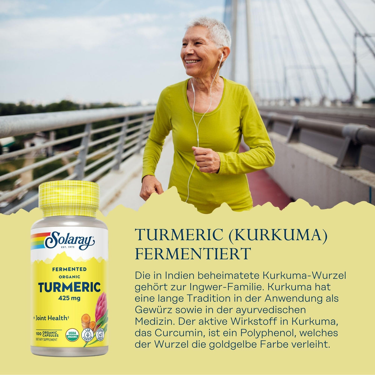 SOLARAY Fermented Turmeric Root 500mg - 100 Vegetarian Capsules - image 2