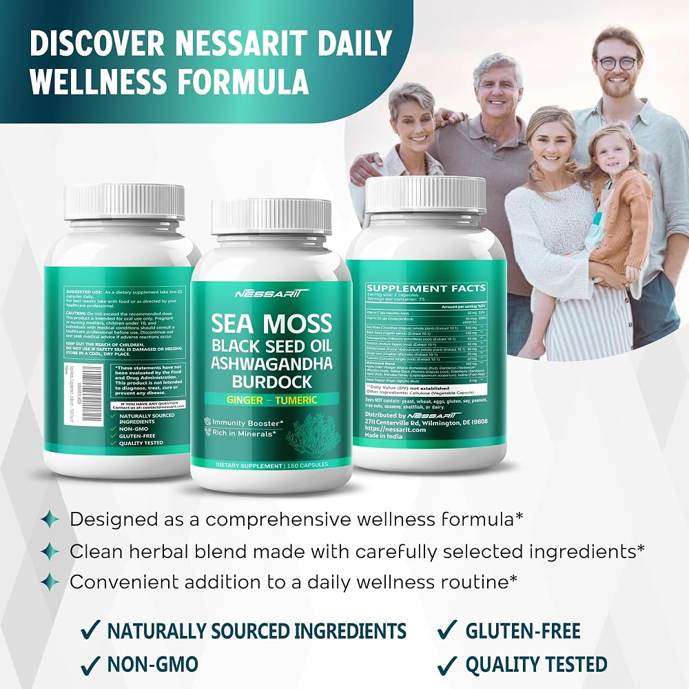 Nessarit Complete 16-in-1 Sea Moss Blend Capsules - 150 Count - image 9