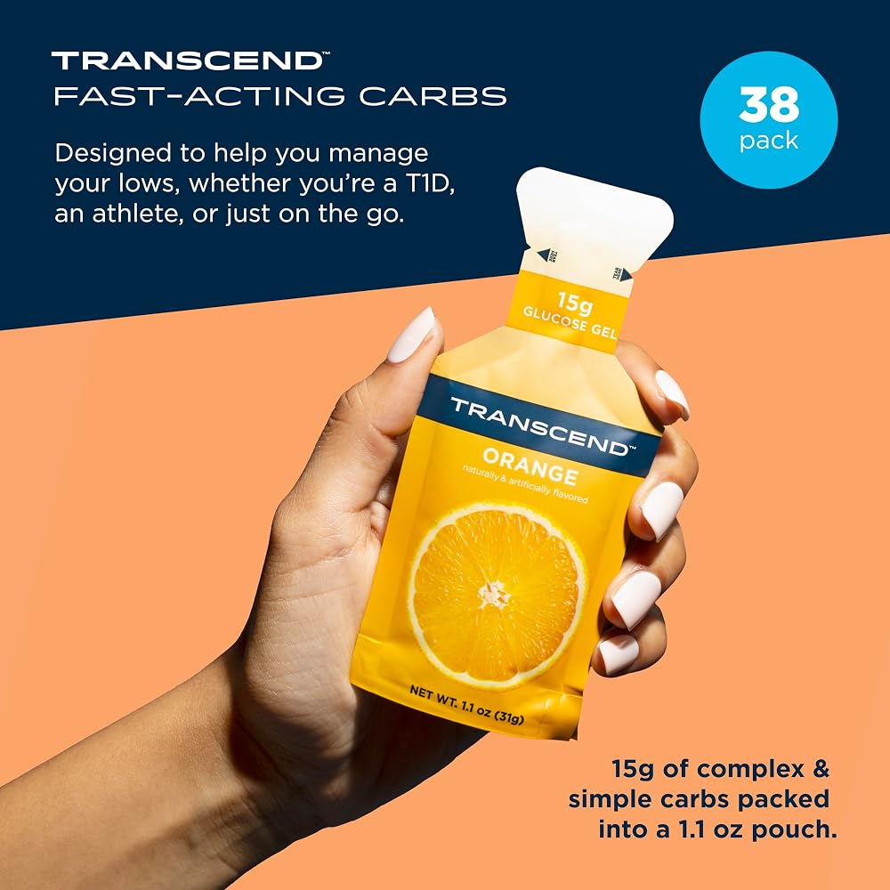 Transcend Foods Orange Gel (1.1 oz) Fast-Acting Carb Gel
