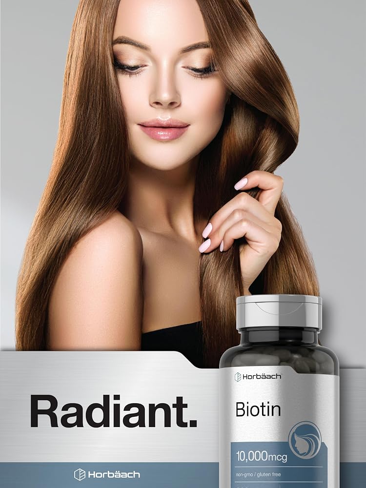Horbäach Biotin 10000 mcg Vitamin B7 - 200 Softgels - image 7