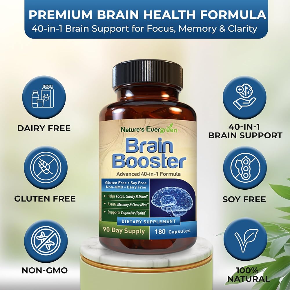Nature's Evergreen Brain Booster 40-in-1 Nootropic - 180 Capsules - image 4