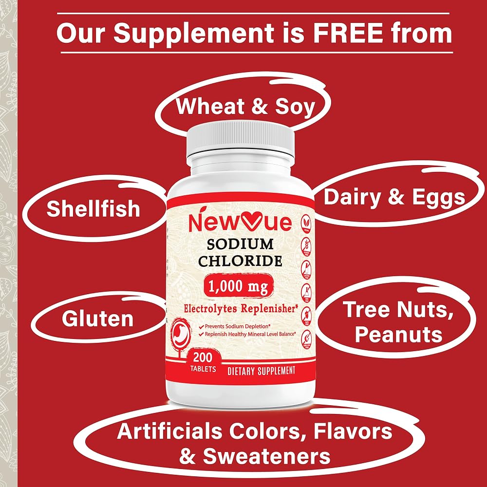 NewVue Sodium Chloride 1000mg Salt Tablets - 200 Tablets - image 3