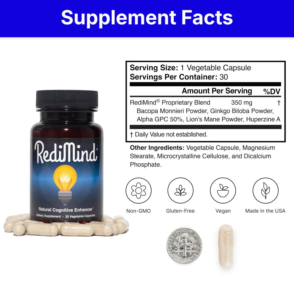 RediMind Natural Cognitive Support Brain Supplement - 30 Capsules - image 6