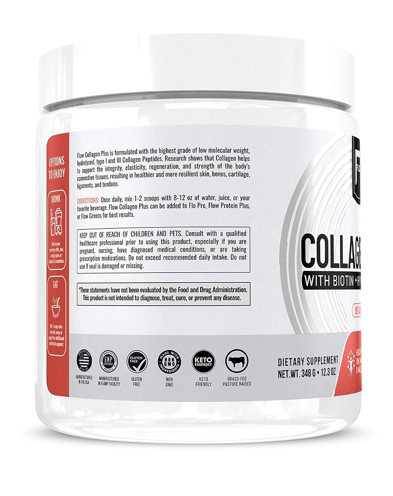 Flow Supps Collagen Peptides Protein Powder with Hyaluronic Acid & Biotin - 348g - image 2