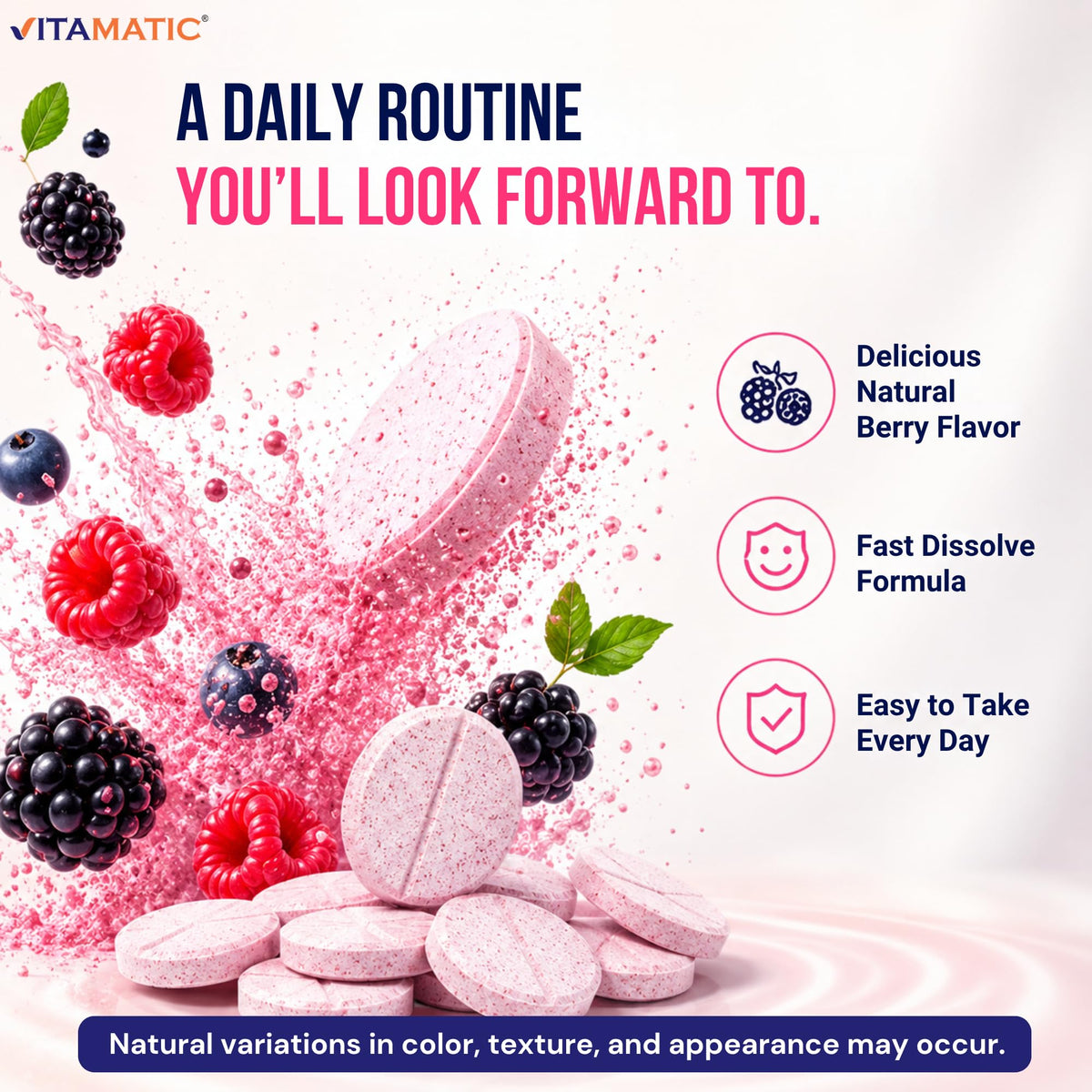 Vitamatic Vitamin B12 1000 mcg Fast Dissolve 365 Tablets - Berry