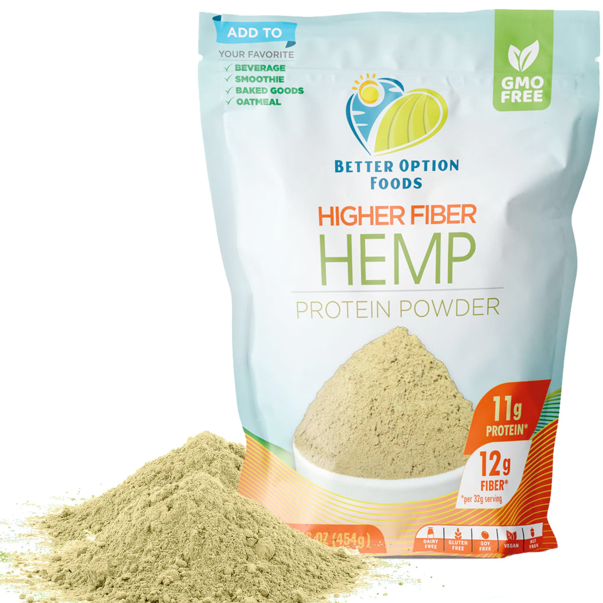 Better Option Foods Hemp Powder - Easy-to-Digest Fiber Protein Powder