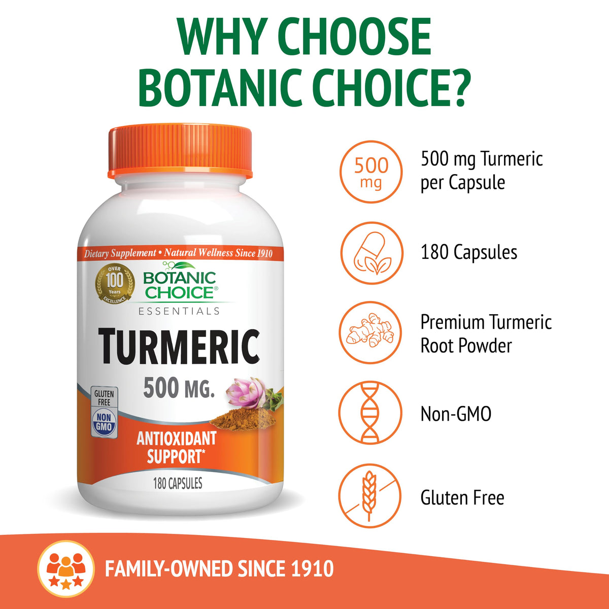 Botanic Choice Turmeric 500mg Joint & Antioxidant Support - 180 Capsules - image 4