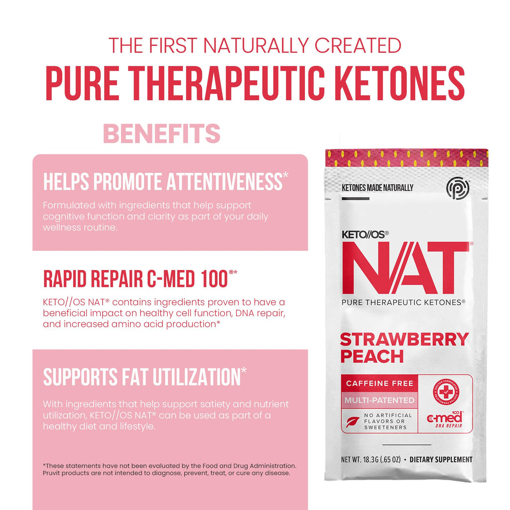 Prüvit OS NAT Strawberry Peach Keto Powder - 20 Count - image 4