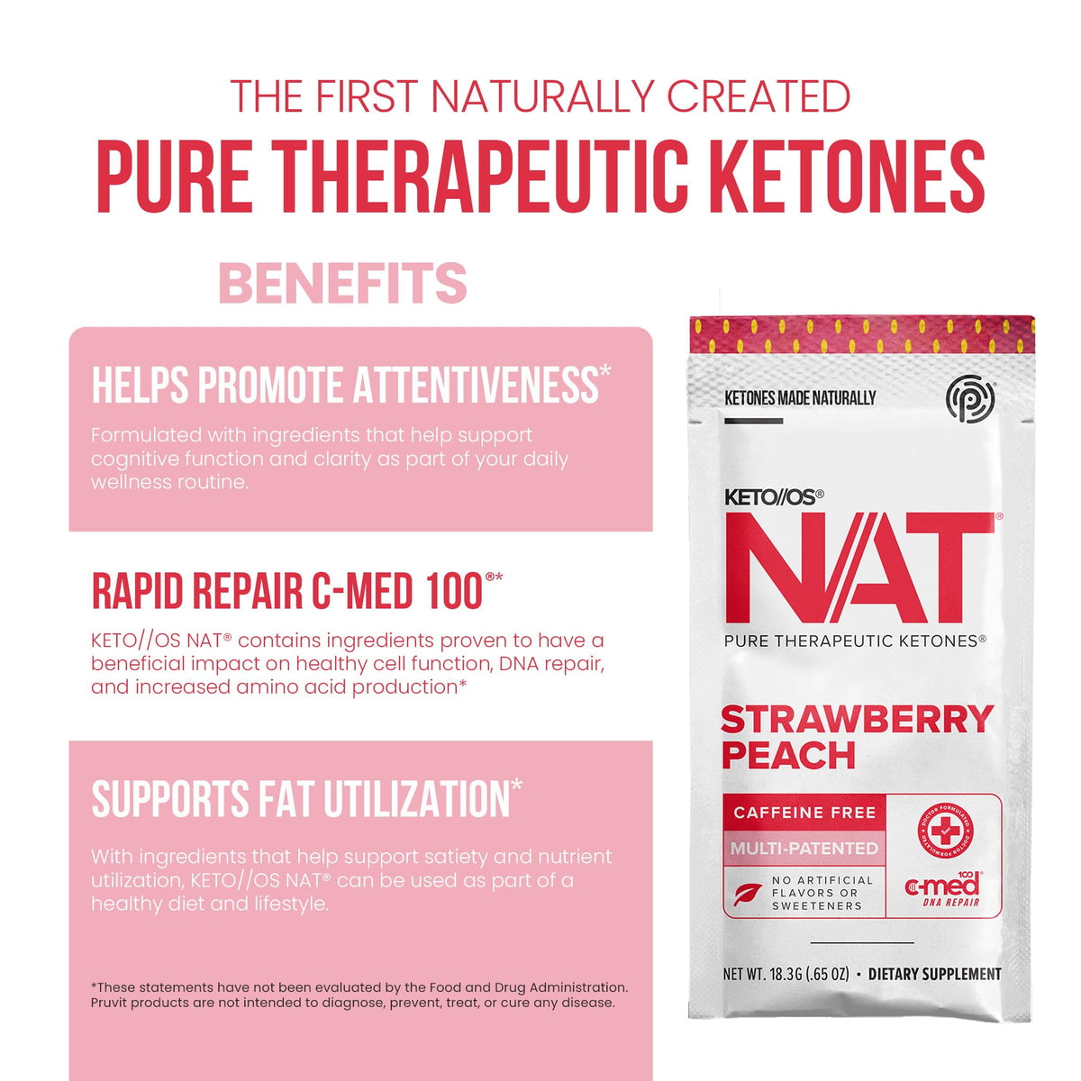 Prüvit OS NAT Strawberry Peach Keto Powder - 20 Count - image 4