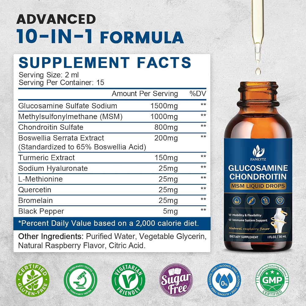 JIANKYTZ Glucosamine Chondroitin MSM Liquid Drops for Antioxidant