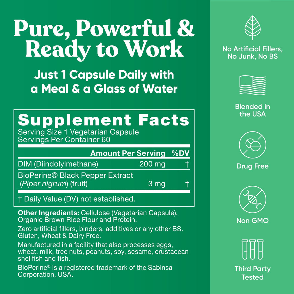 Eu Natural DIM Supplement 200mg Hormonal Balance - 60 Vegan Capsules - image 7