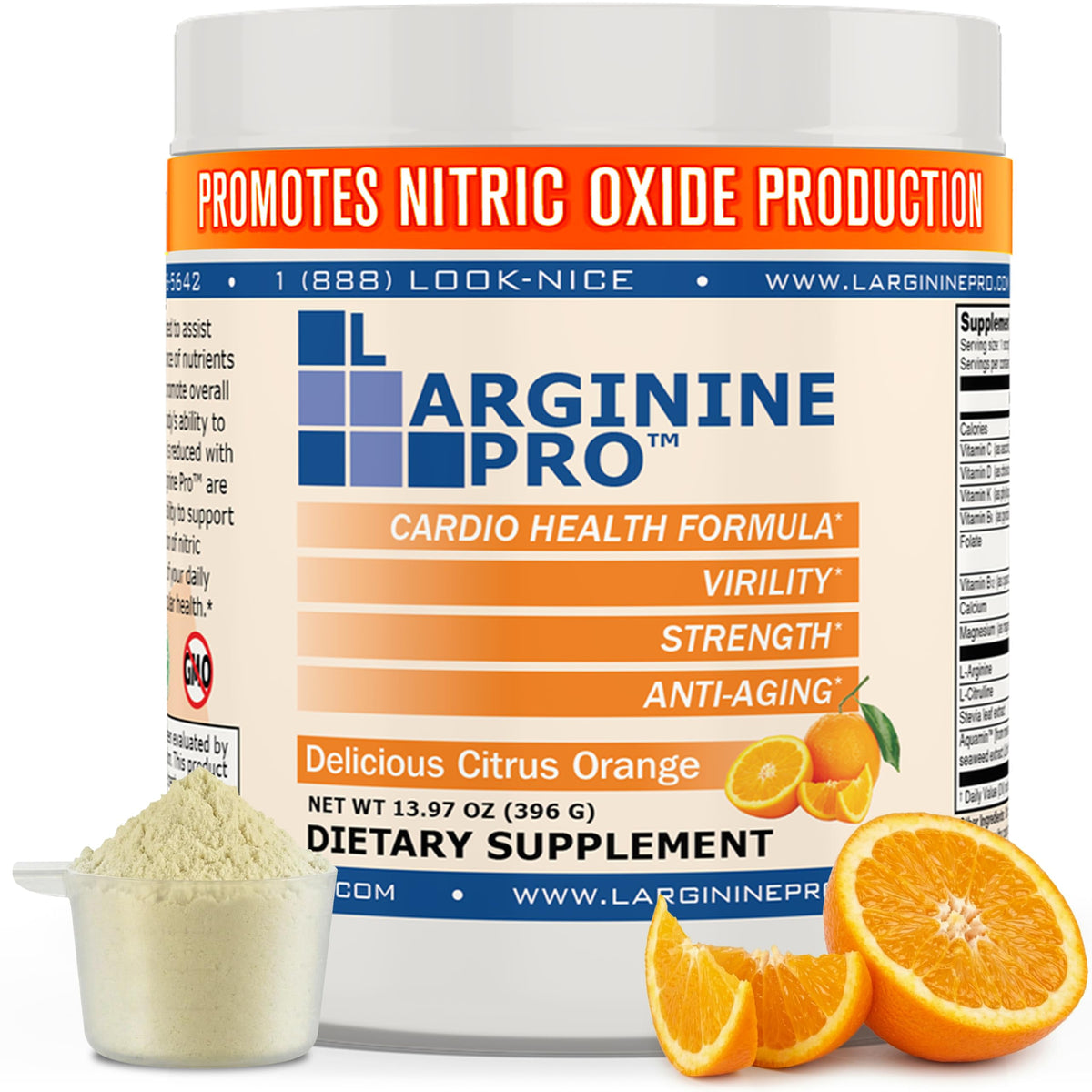 L-Arginine PRO 5,500mg with L-Citrulline Orange Powder - 13.97 oz