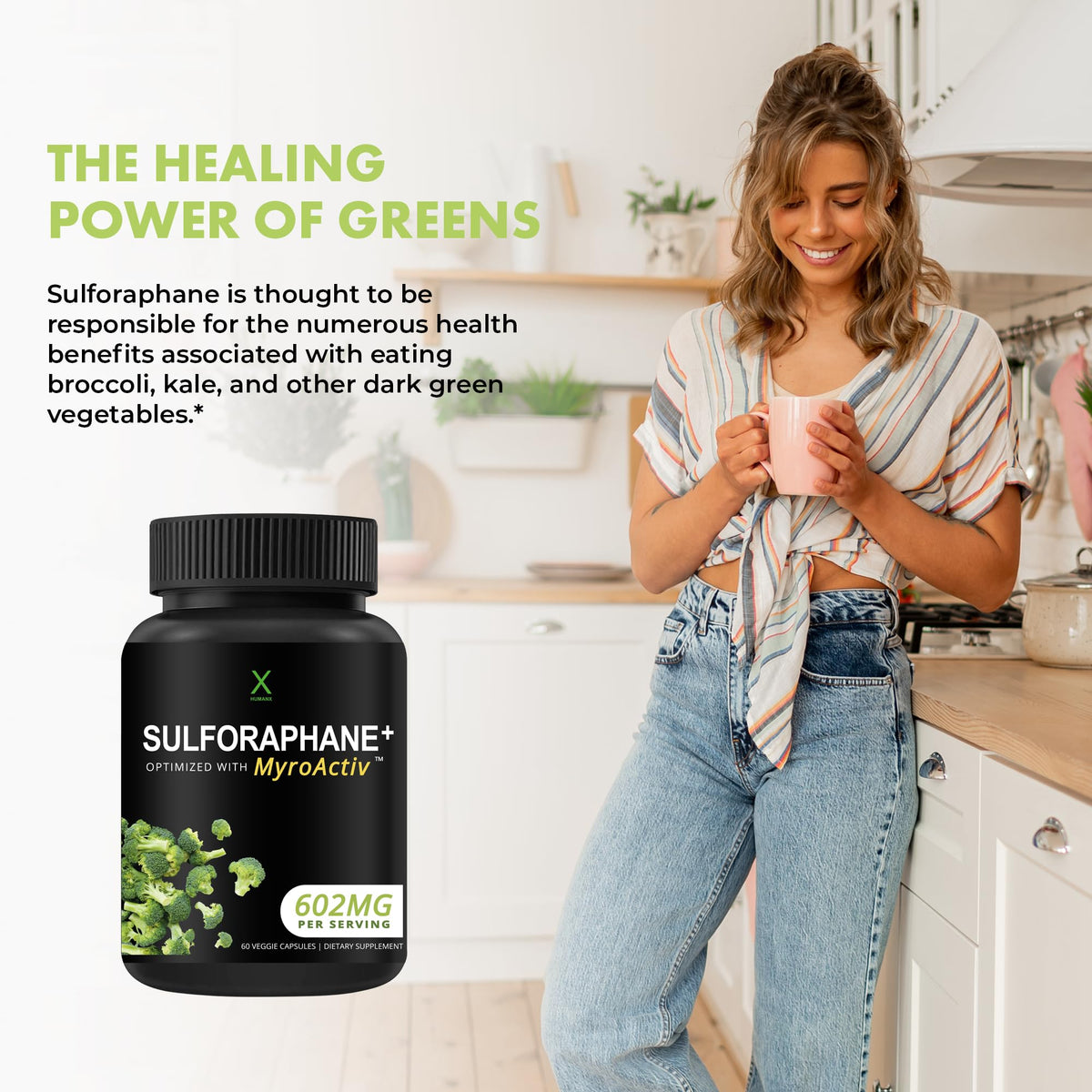 HUMANX Sulforaphane+ 602mg Broccoli Supplement - 60 Capsules - image 4