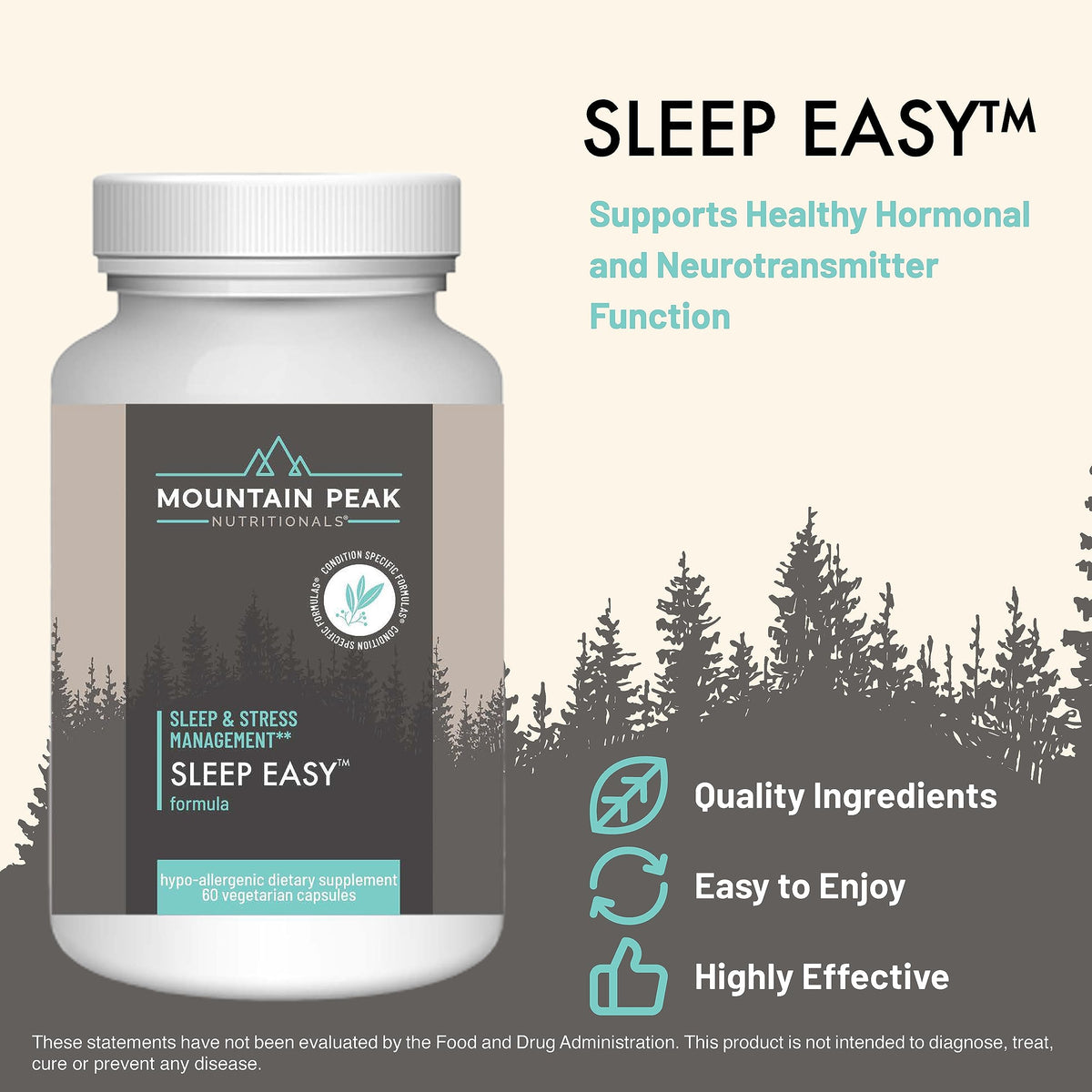 Mountain Peak Nutritionals Sleep Easy 5-HTP Melatonin Magnesium - 60 Capsules - image 2
