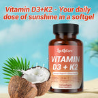 Luckycare D3 K2 Vitamin, 10000 IU Vitamin D3 + 200mcg Vitamin K2 MK-7