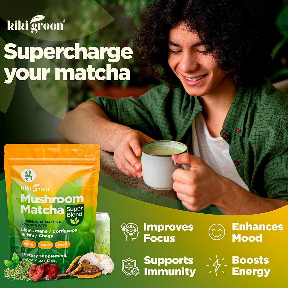 KIKI Green Mushroom Matcha Powder Super Blend - 4 oz - image 4