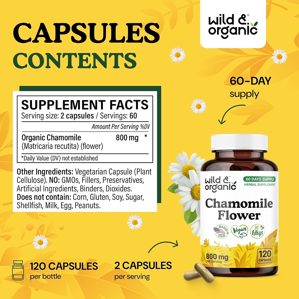 Wild & Organic Chamomile Extract Capsules 800 mg - Relaxation